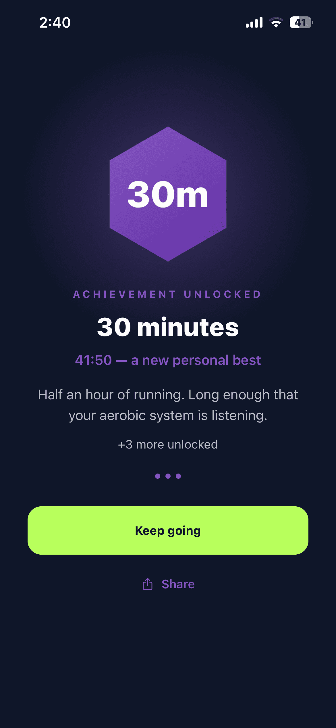 Achievement unlocked: 30 minutes of running